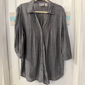 Millennium Lightweight Gray Chambray Button Front Top Sz XL